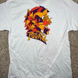 Vintage Pernicci Mosaic Graffiti Streetwear Logo Front & Back White T-shirt L